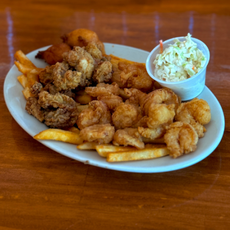 The Shack signature dishes SHACK SPECIAL, SHACK ATTACK, SHACK SHRIMP.
